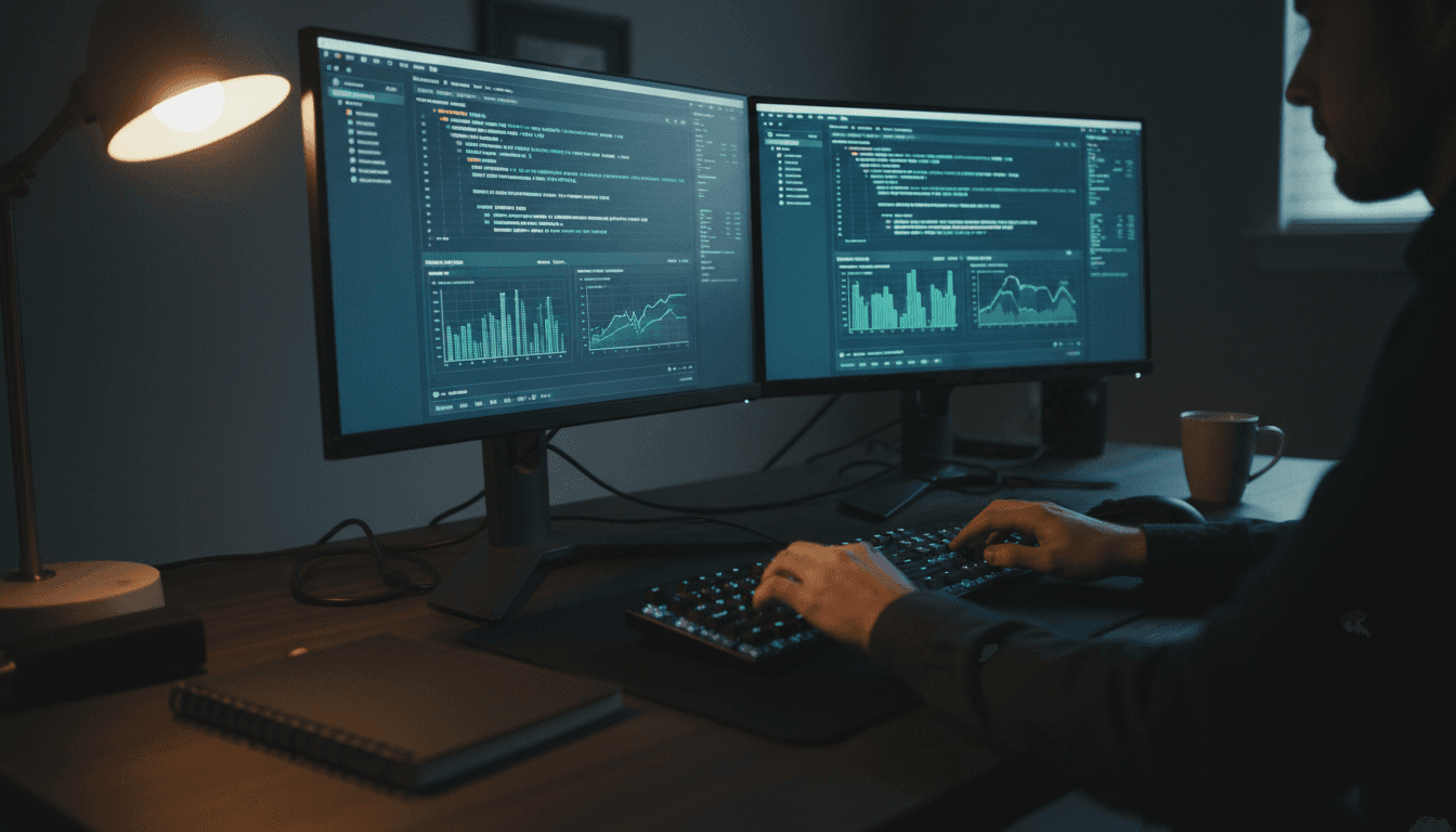 Developer working on infrastructure automation dashboards